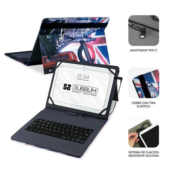 Subblim Funda con Teclado Keytab USB England para Tablet de 10,1 pulgadas